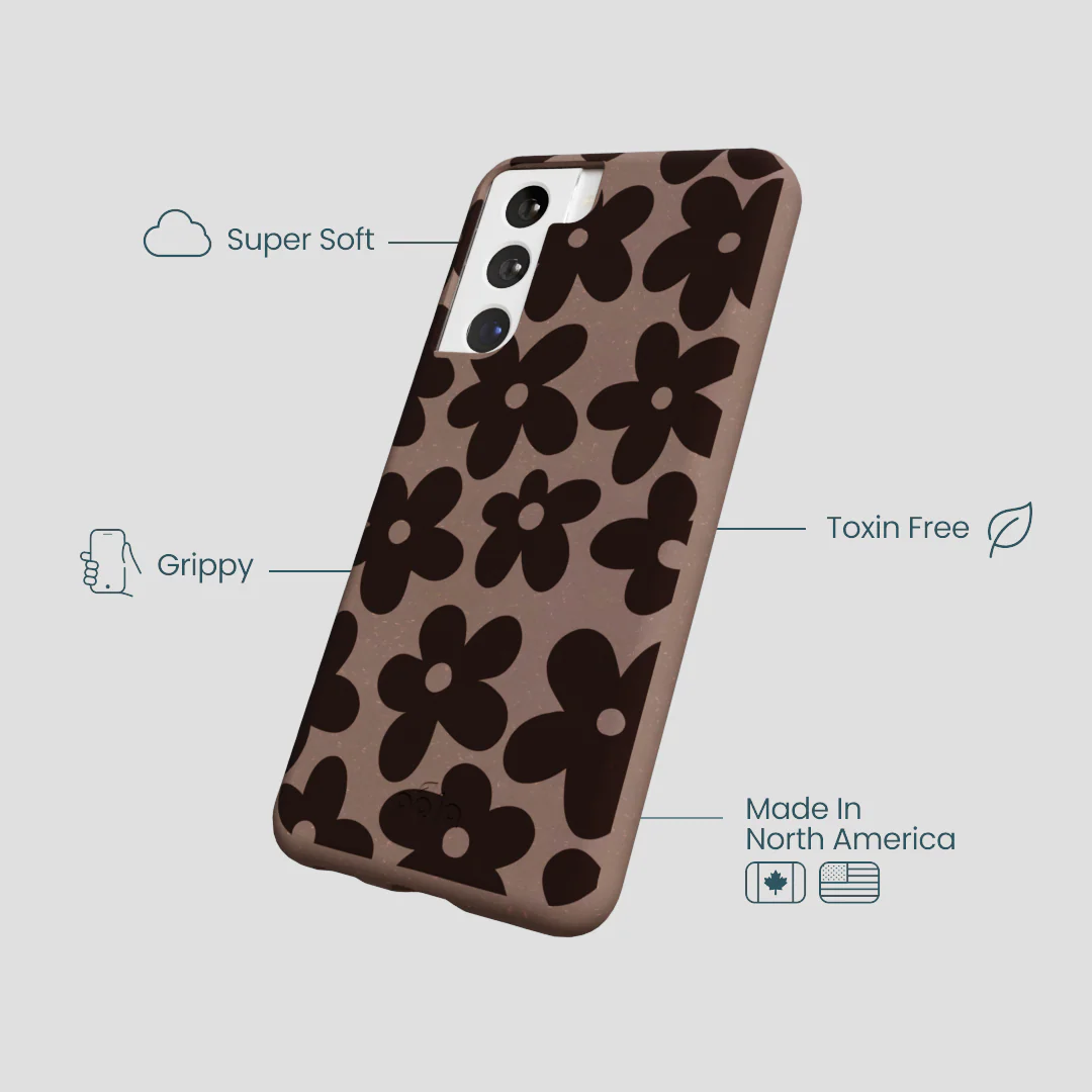 Chocolate Brown Earthy Blooms Samsung Galaxy S22 Case - Image 4