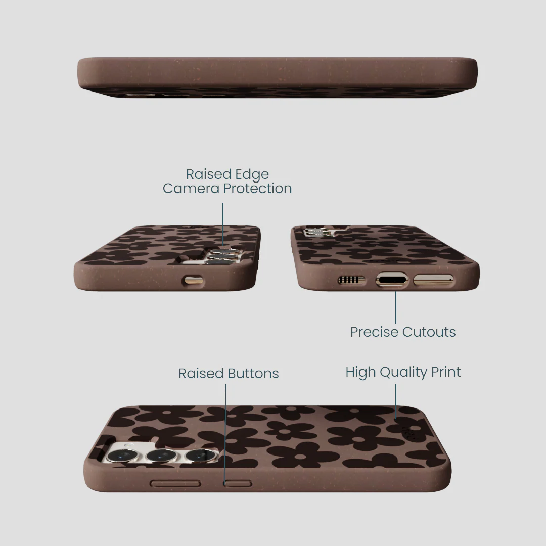 Chocolate Brown Earthy Blooms Samsung Galaxy S23 Case - Image 3
