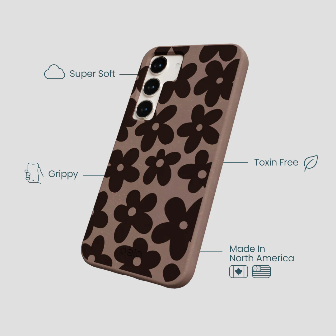 Chocolate Brown Earthy Blooms Samsung Galaxy S23 Case - Image 4