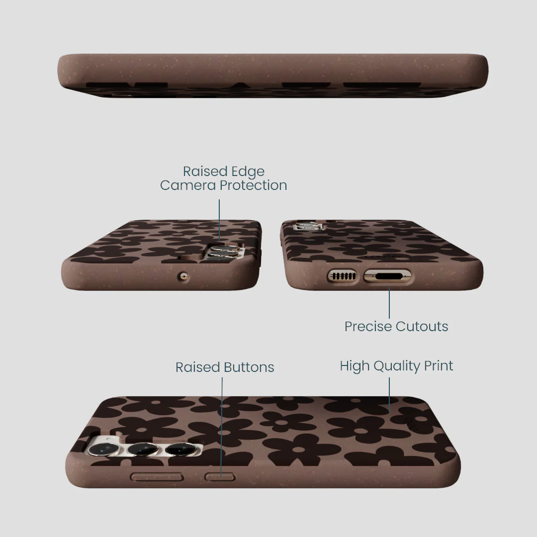 Chocolate Brown Earthy Blooms Samsung Galaxy S23+(Plus) Case - Image 3