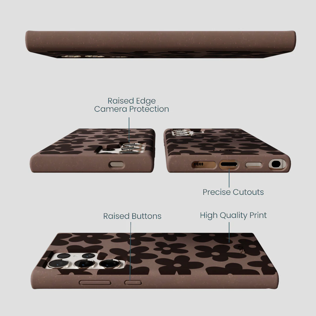 Chocolate Brown Earthy Blooms Samsung Galaxy S24 Ultra Case - Image 3
