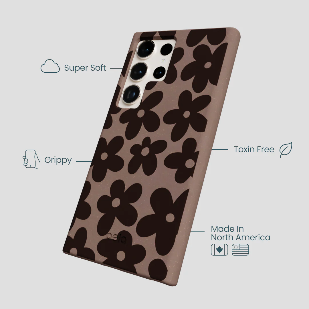 Chocolate Brown Earthy Blooms Samsung Galaxy S24 Ultra Case - Image 4