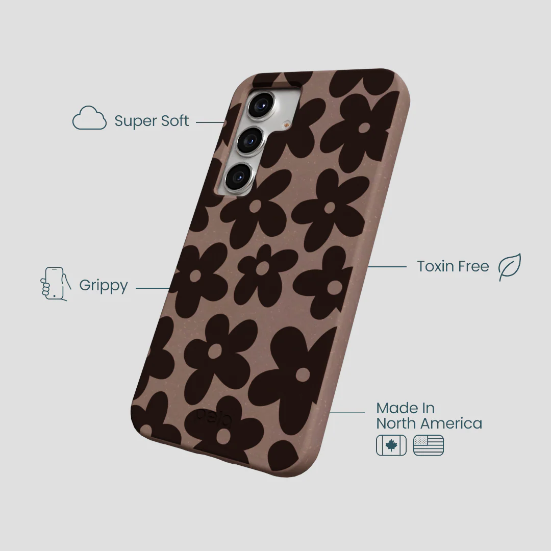 Chocolate Brown Earthy Blooms Samsung Galaxy S25 Case - Image 4