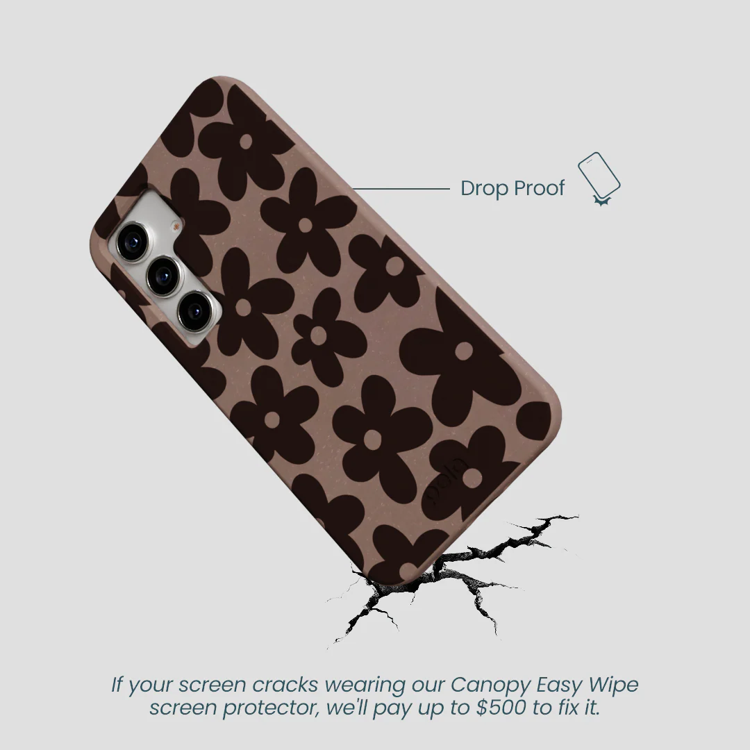 Chocolate Brown Earthy Blooms Samsung Galaxy S25 Case - Image 5