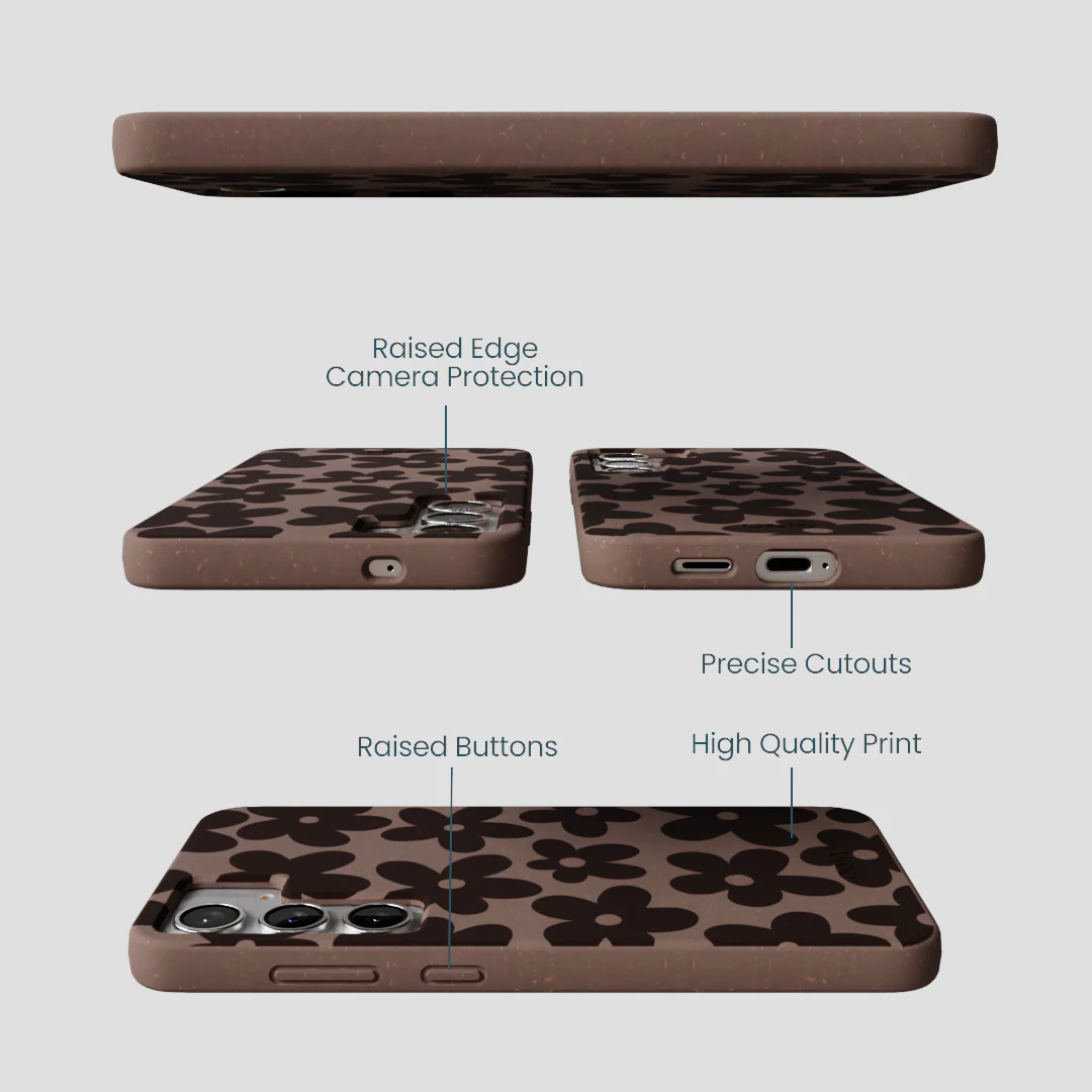 Chocolate Brown Earthy Blooms Samsung Galaxy S25+(Plus) Case - Image 3