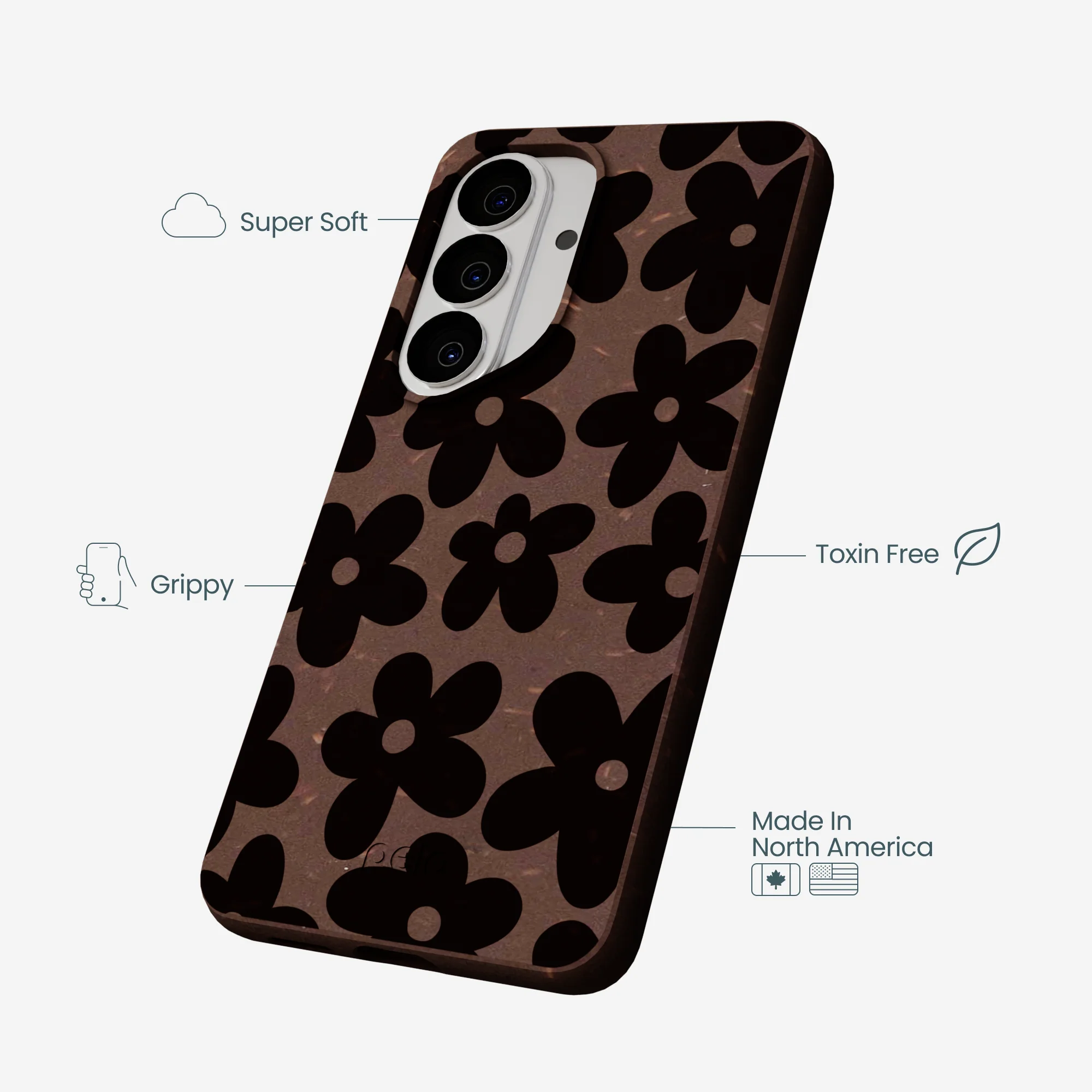 Chocolate Brown Earthy Blooms Samsung Galaxy S26 Case - Image 4