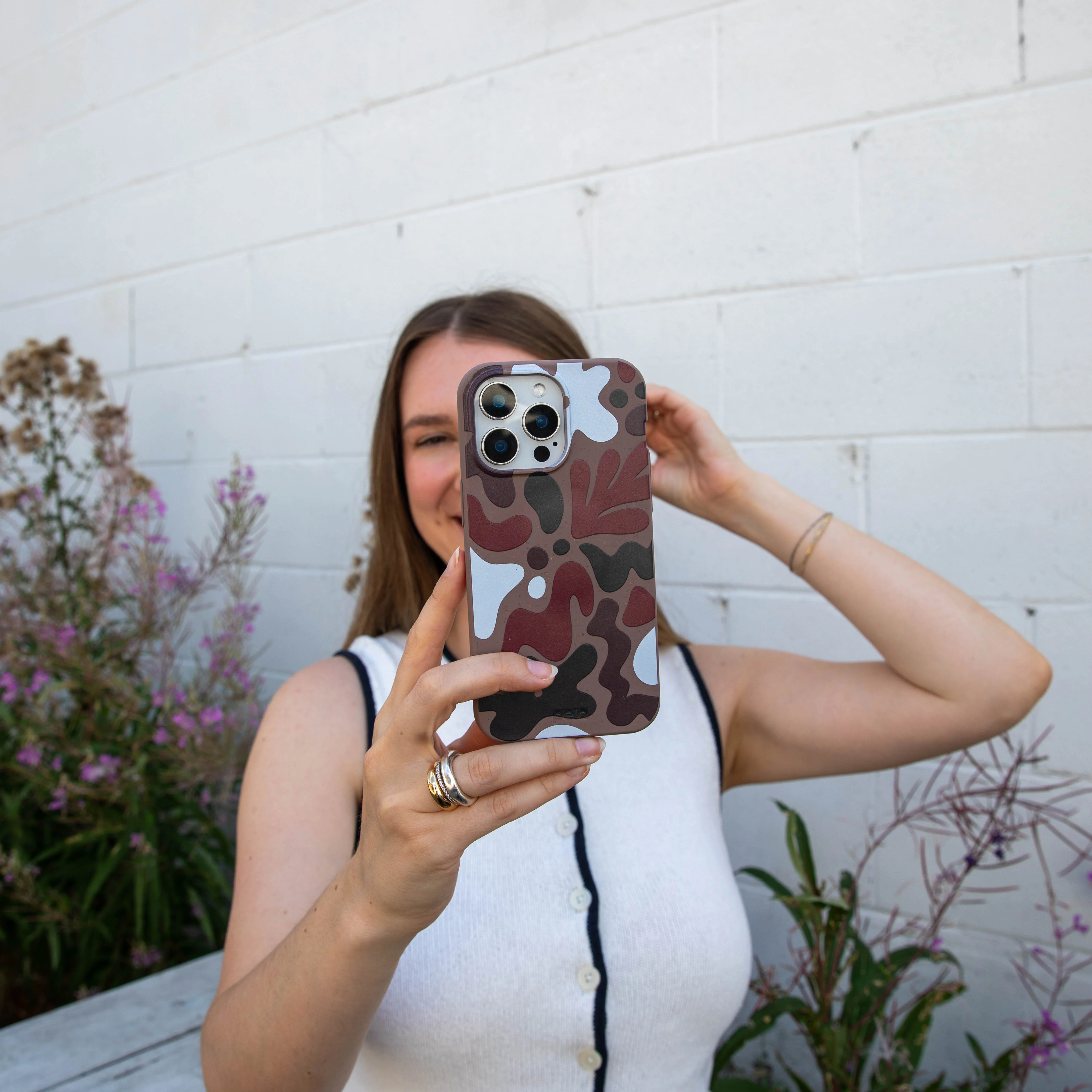 Chocolate Brown Earthy Curves iPhone 16 Plus Case - Image 10