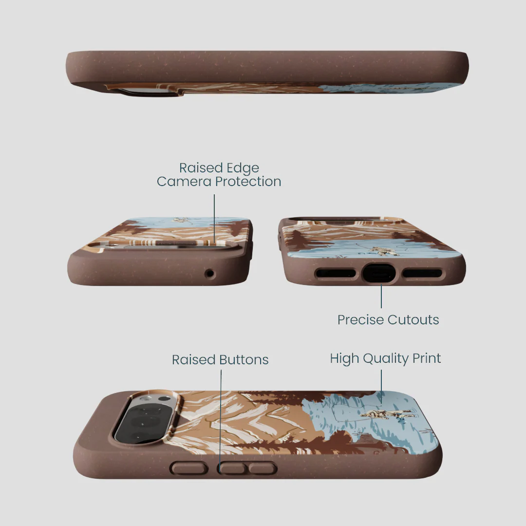 Chocolate Brown Gone Fishing Google Pixel 10/10 Pro Case - Image 3