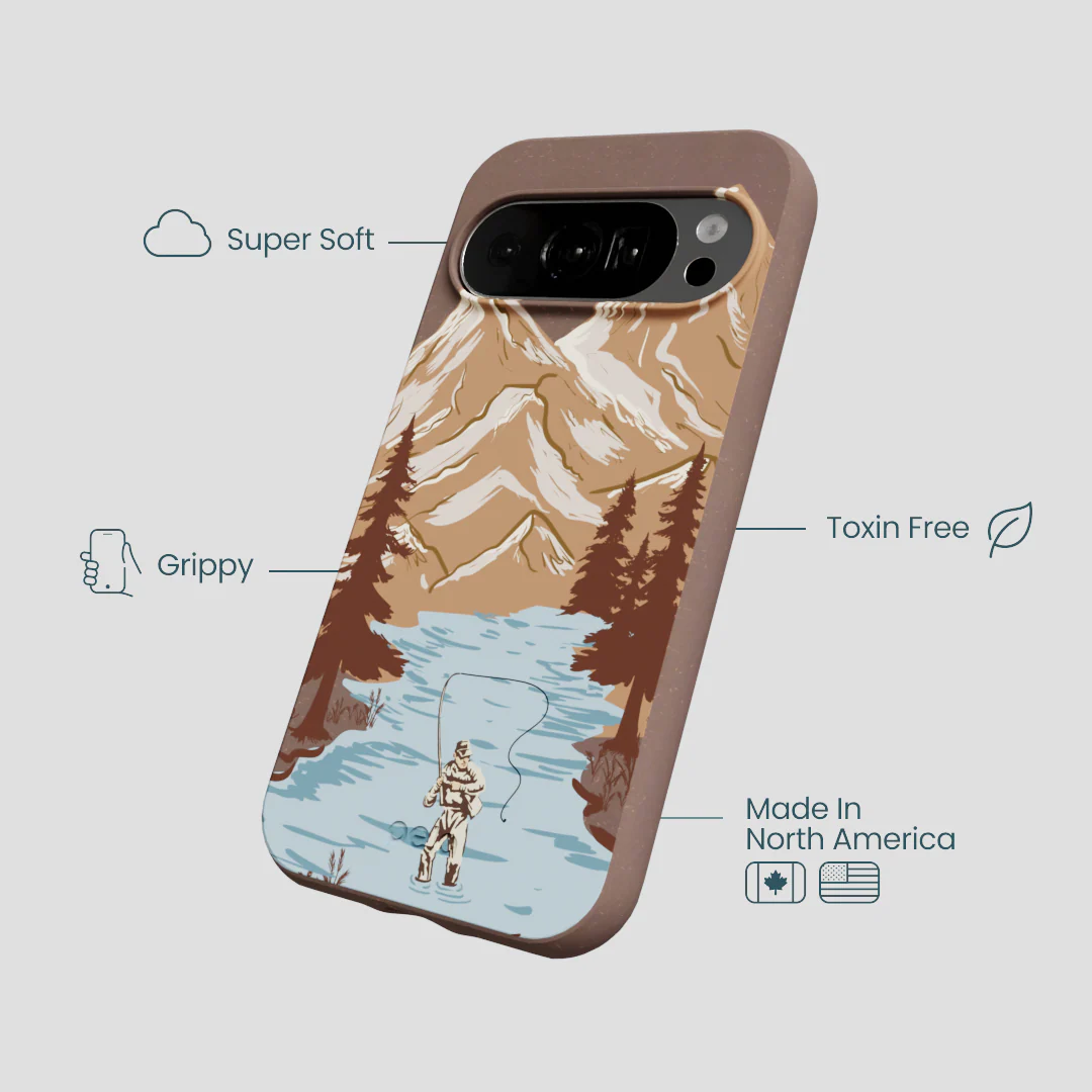 Chocolate Brown Gone Fishing Google Pixel 10/10 Pro Case - Image 4