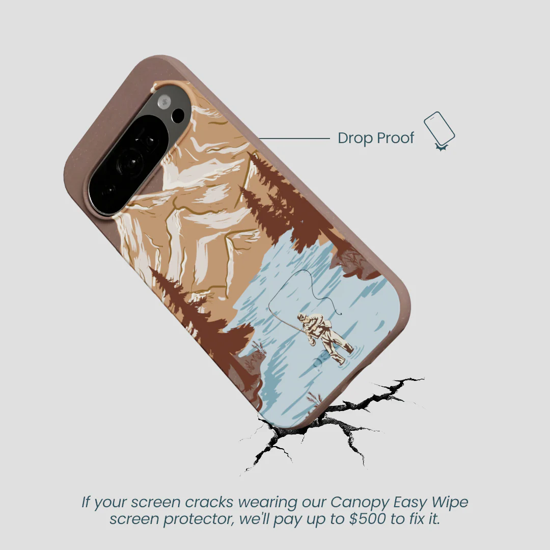 Chocolate Brown Gone Fishing Google Pixel 10/10 Pro Case - Image 5
