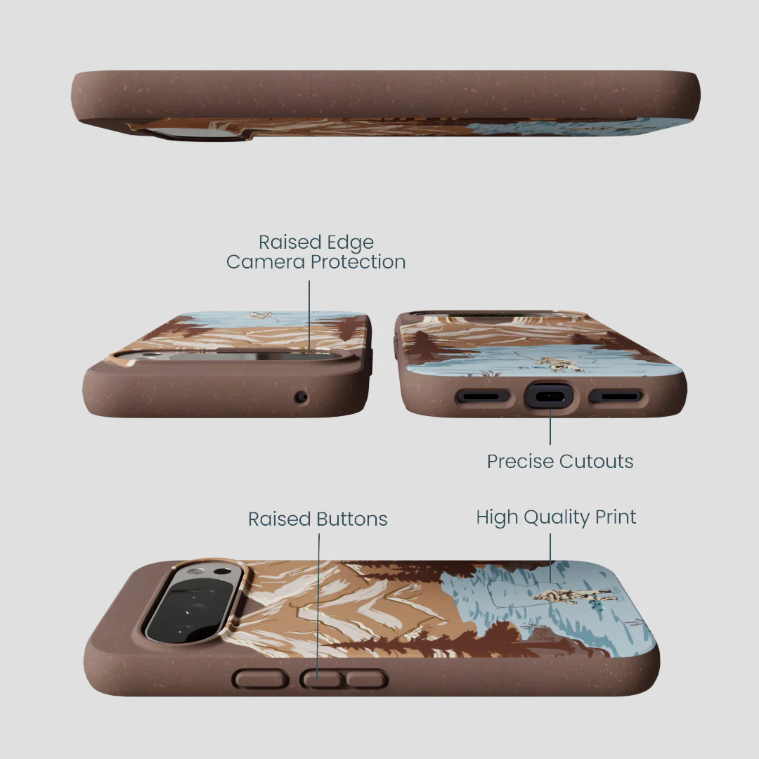 Chocolate Brown Gone Fishing Google Pixel 10 Pro XL Case - Image 3
