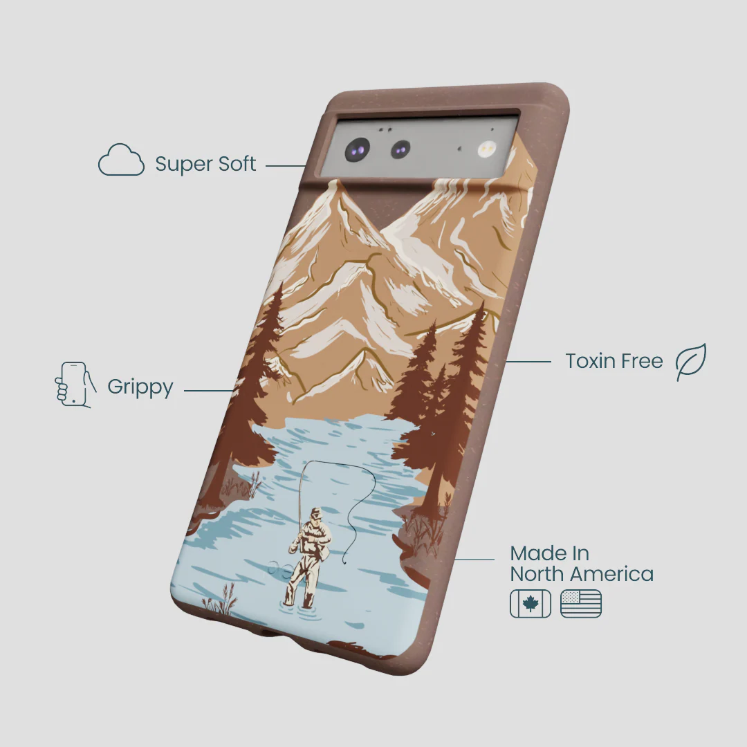 Chocolate Brown Gone Fishing Google Pixel 6 Case - Image 4