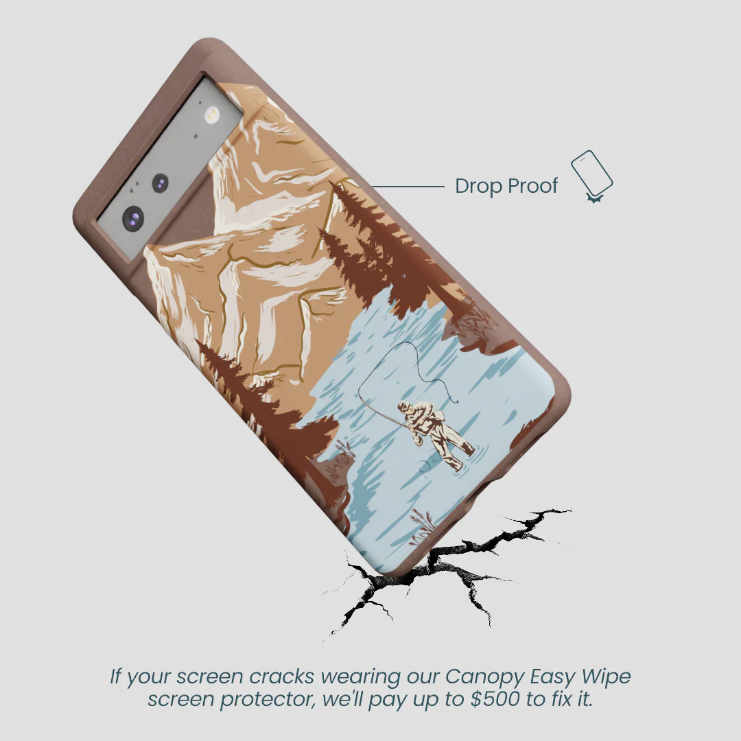 Chocolate Brown Gone Fishing Google Pixel 6 Case - Image 5