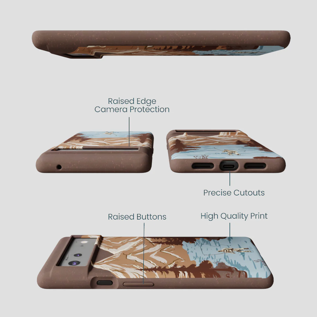 Chocolate Brown Gone Fishing Google Pixel 6a Case - Image 3