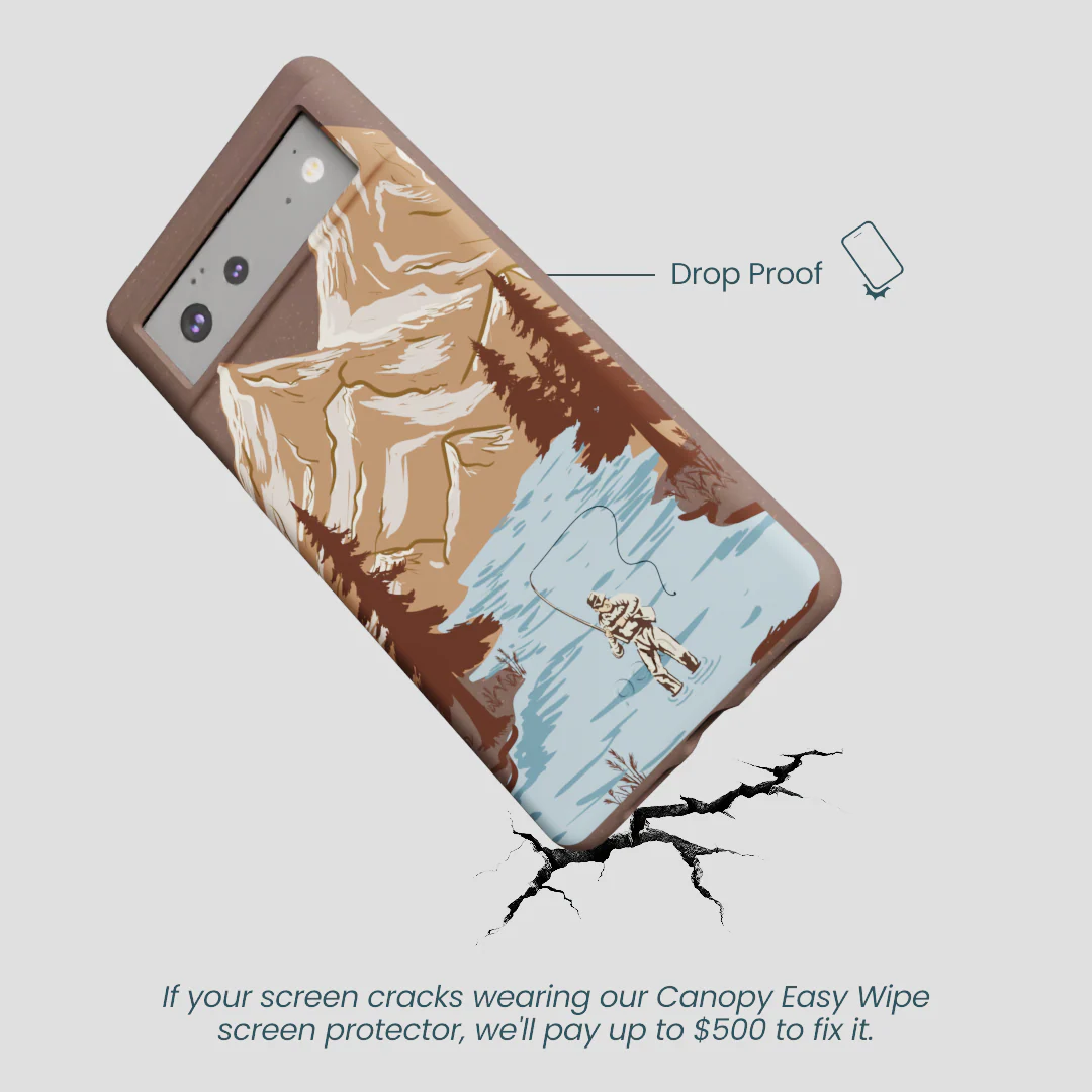 Chocolate Brown Gone Fishing Google Pixel 6a Case - Image 5