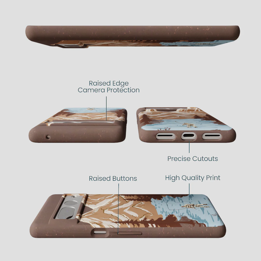 Chocolate Brown Gone Fishing Google Pixel 7 Pro Case - Image 3