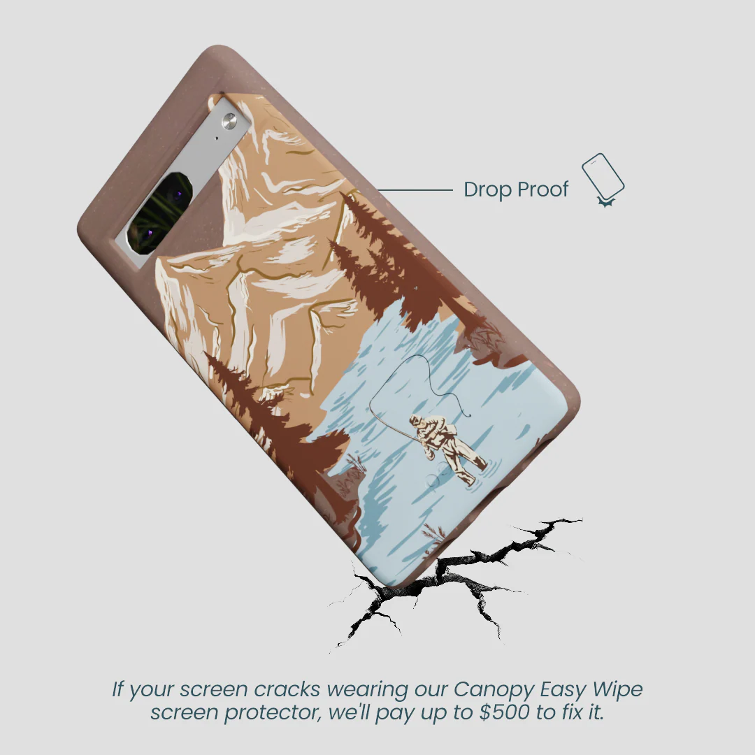 Chocolate Brown Gone Fishing Google Pixel 7a Case - Image 5