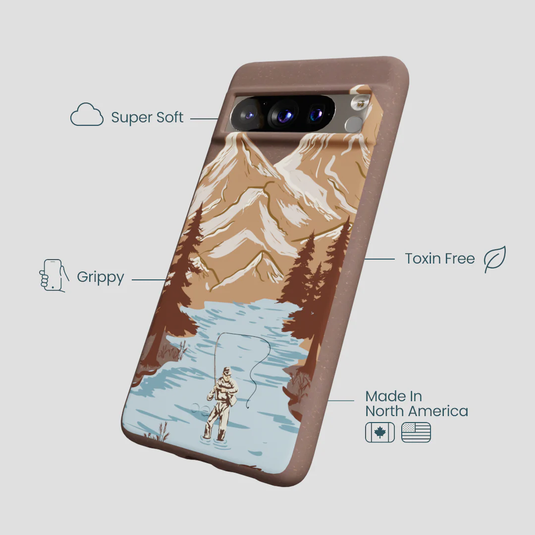 Chocolate Brown Gone Fishing Google Pixel 8 Pro Case - Image 4