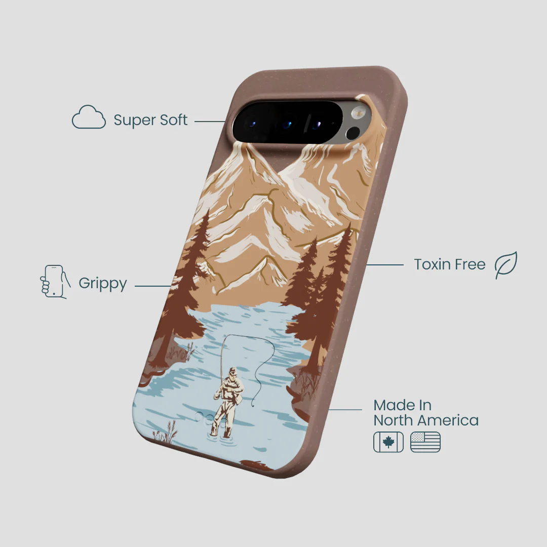 Chocolate Brown Gone Fishing Google Pixel 9/9 Pro Case - Image 4