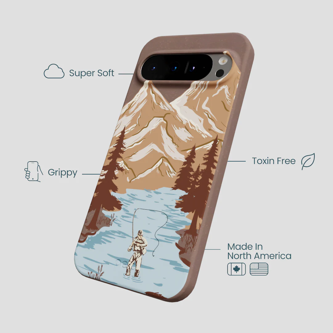 Chocolate Brown Gone Fishing Google Pixel 9 Pro XL Case - Image 4