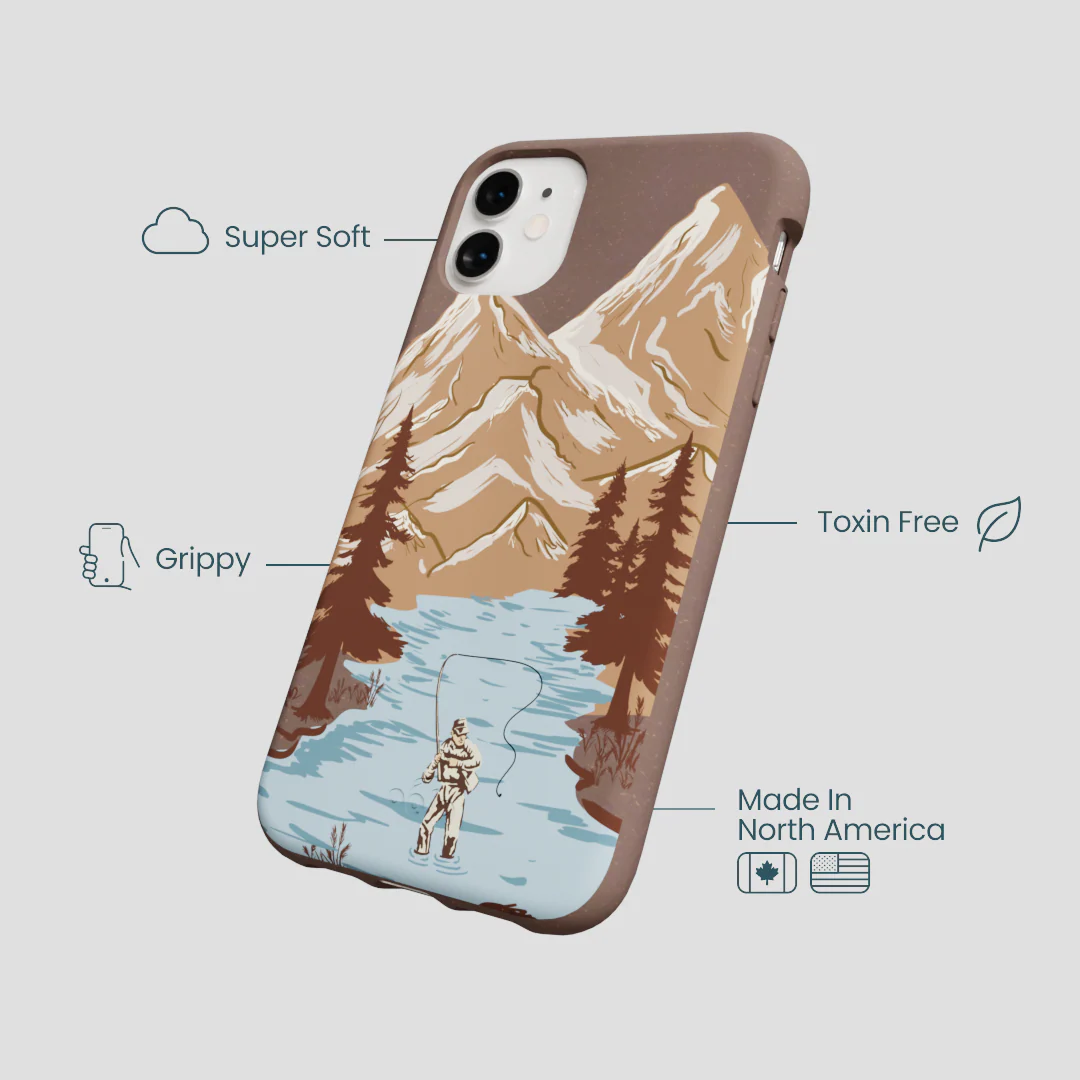 Chocolate Brown Gone Fishing iPhone 11 Case - Image 4