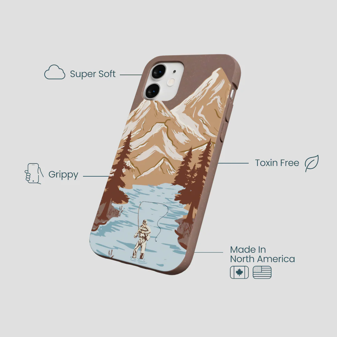 Chocolate Brown Gone Fishing iPhone 12 Mini Case - Image 4