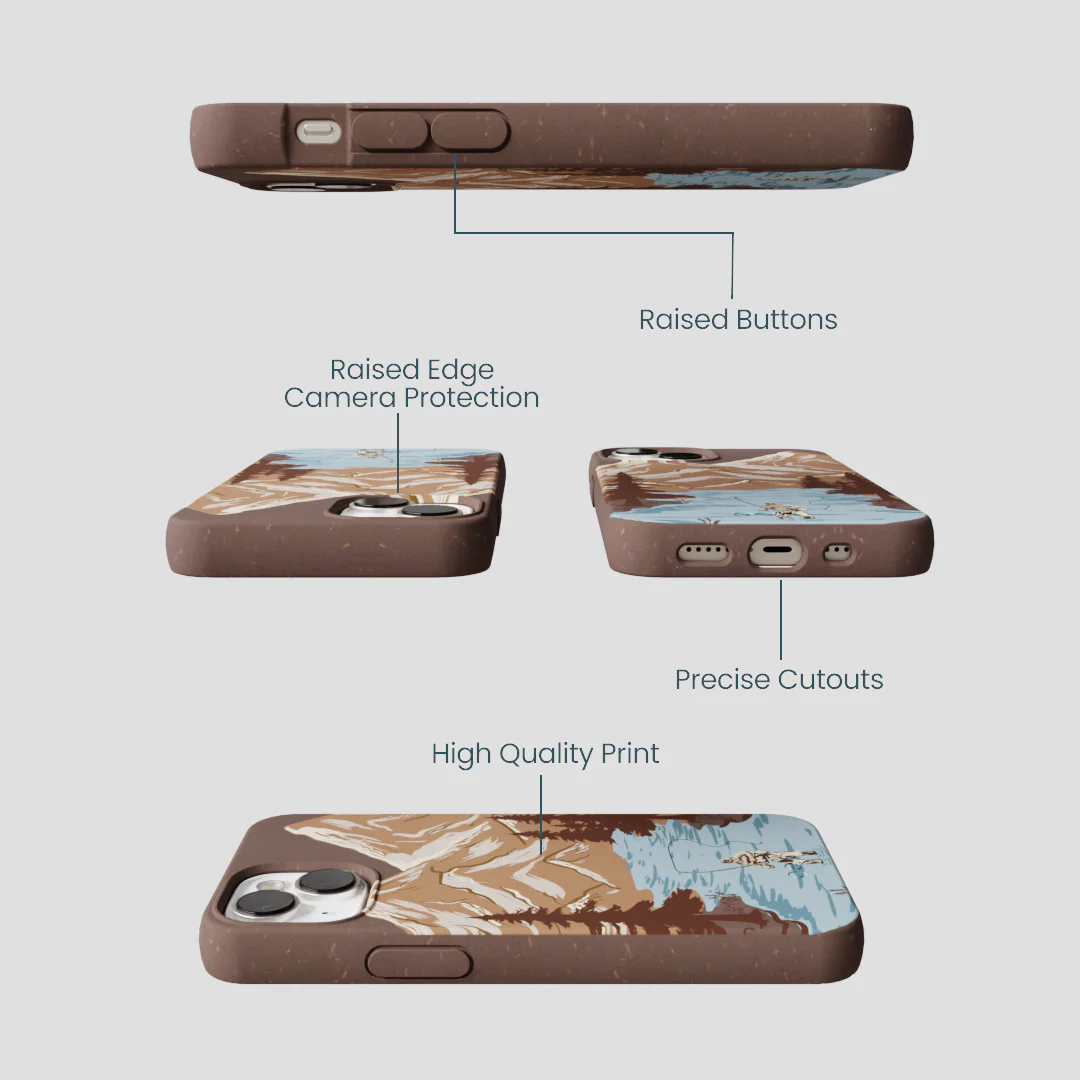 Chocolate Brown Gone Fishing iPhone 13 Mini Case - Image 3