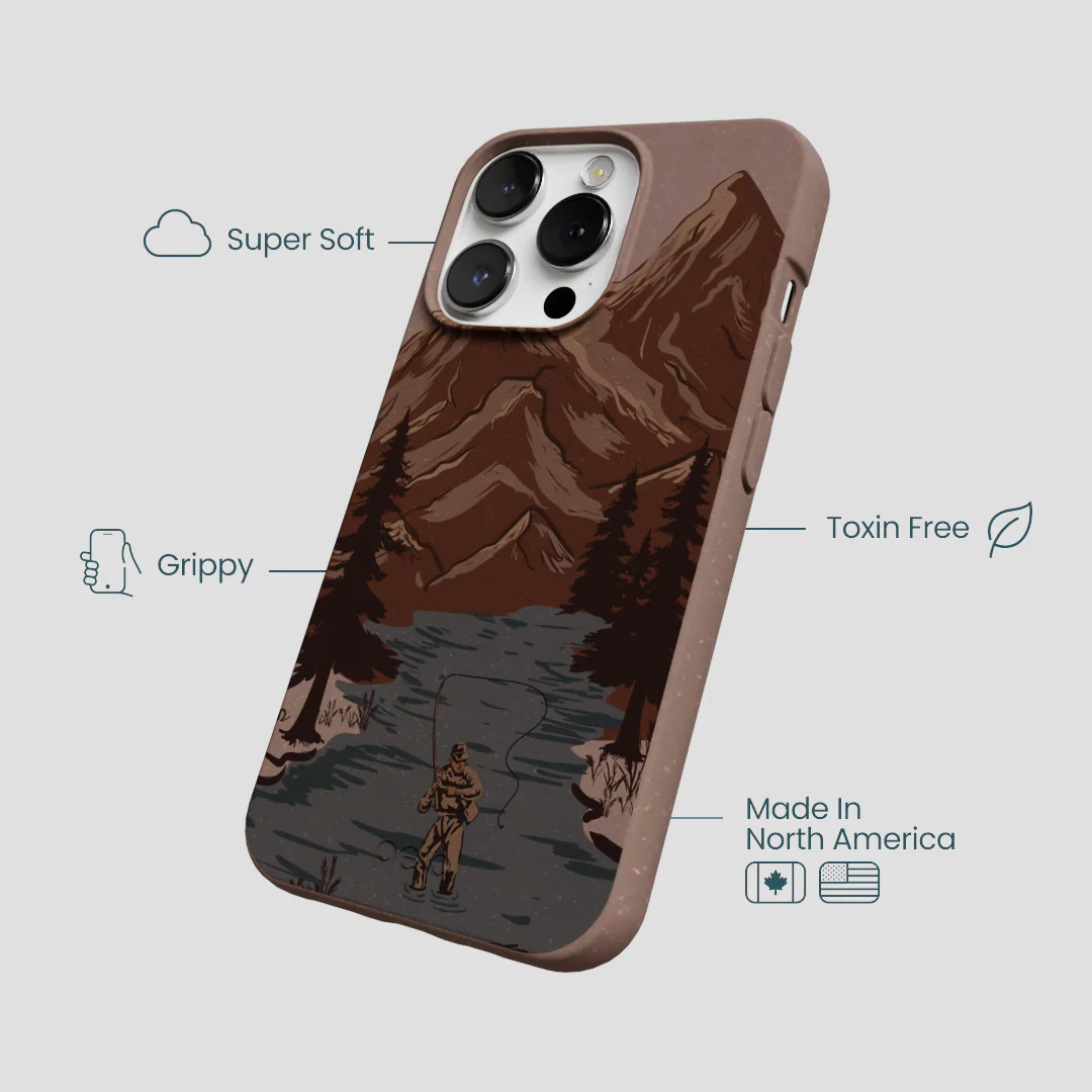 Chocolate Brown Gone Fishing iPhone 13 Pro Max Case - Image 4