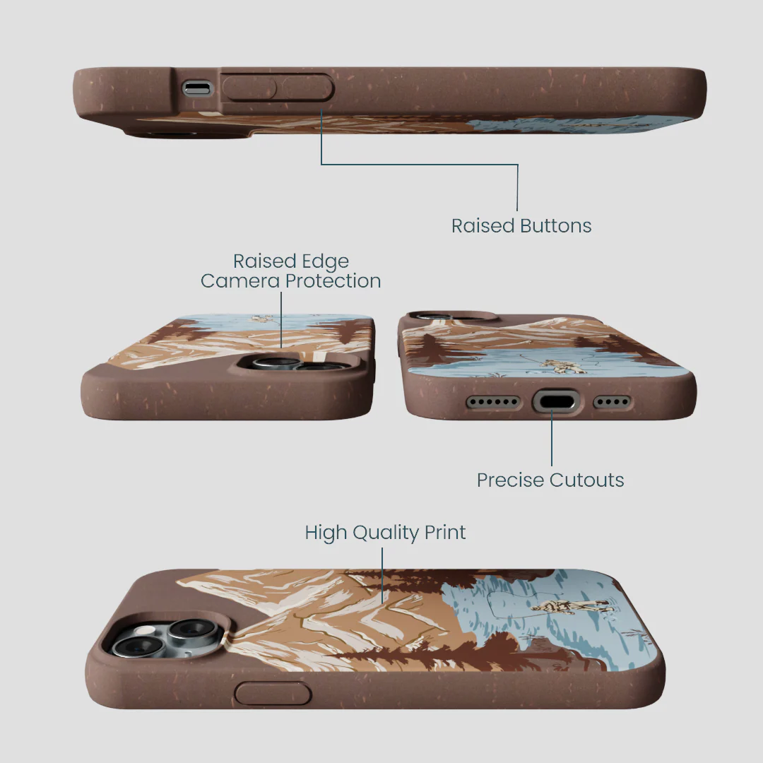 Chocolate Brown Gone Fishing iPhone 14 Plus Case - Image 3
