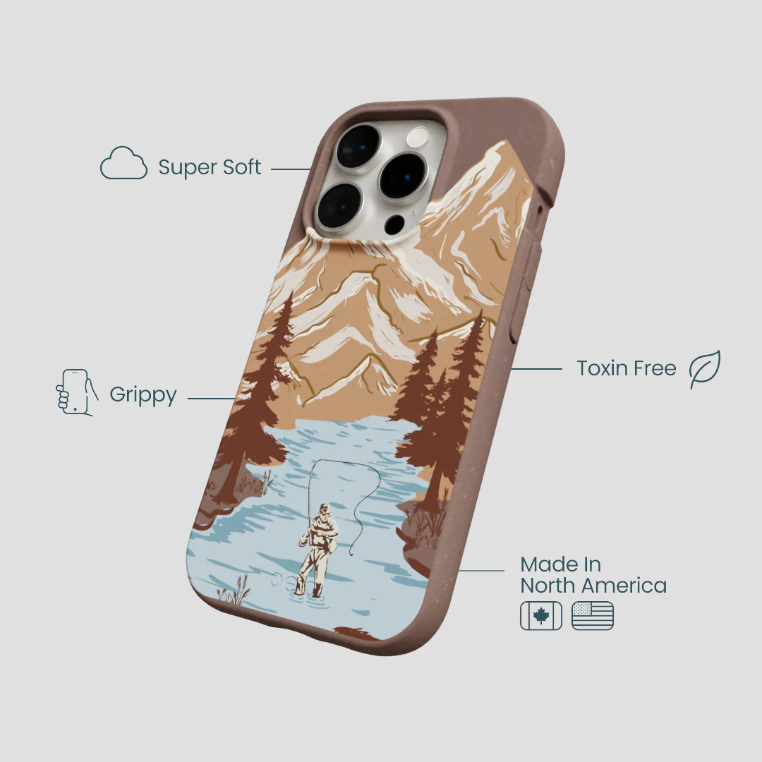 Chocolate Brown Gone Fishing iPhone 14 Pro Case - Image 4