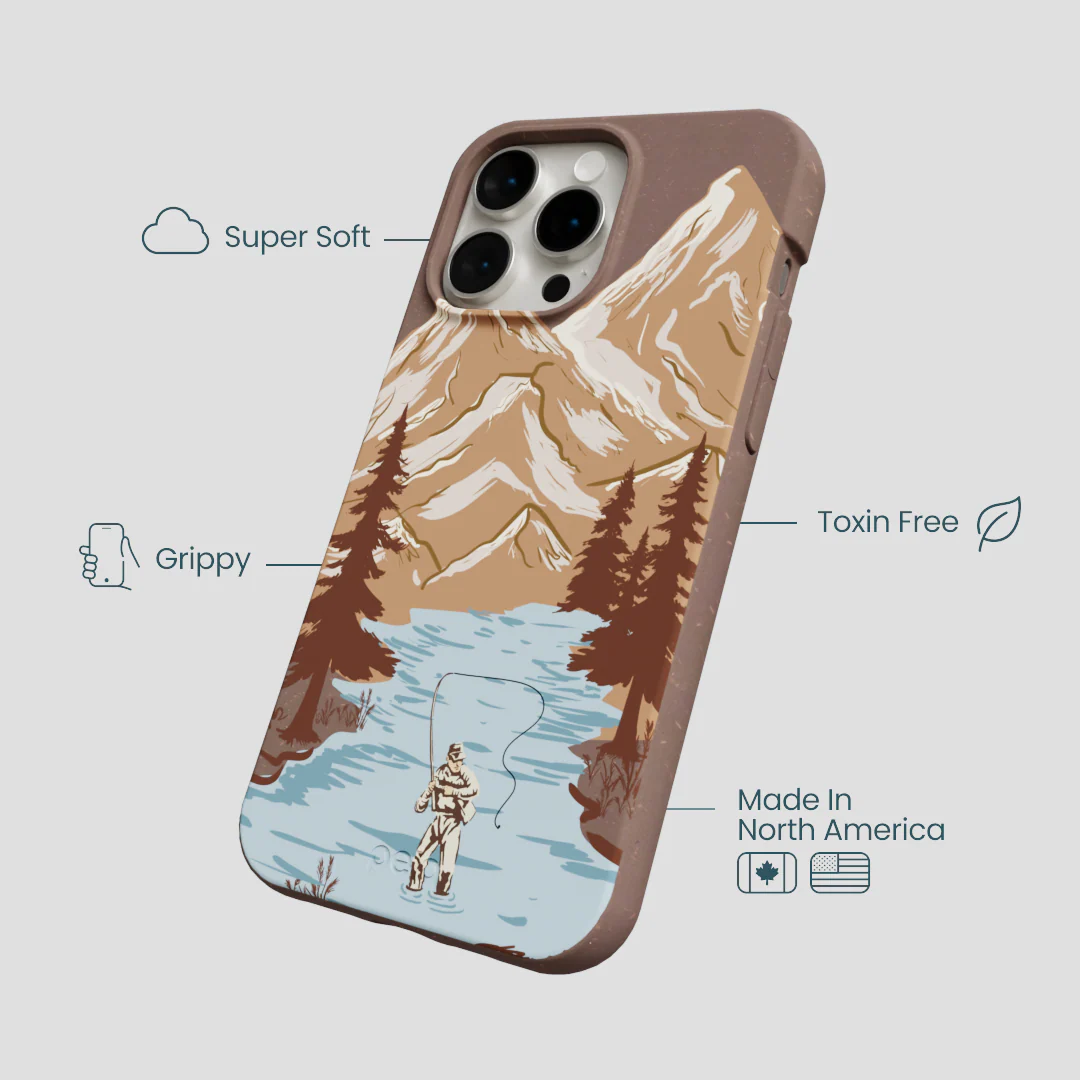 Chocolate Brown Gone Fishing iPhone 14 Pro Max Case - Image 4