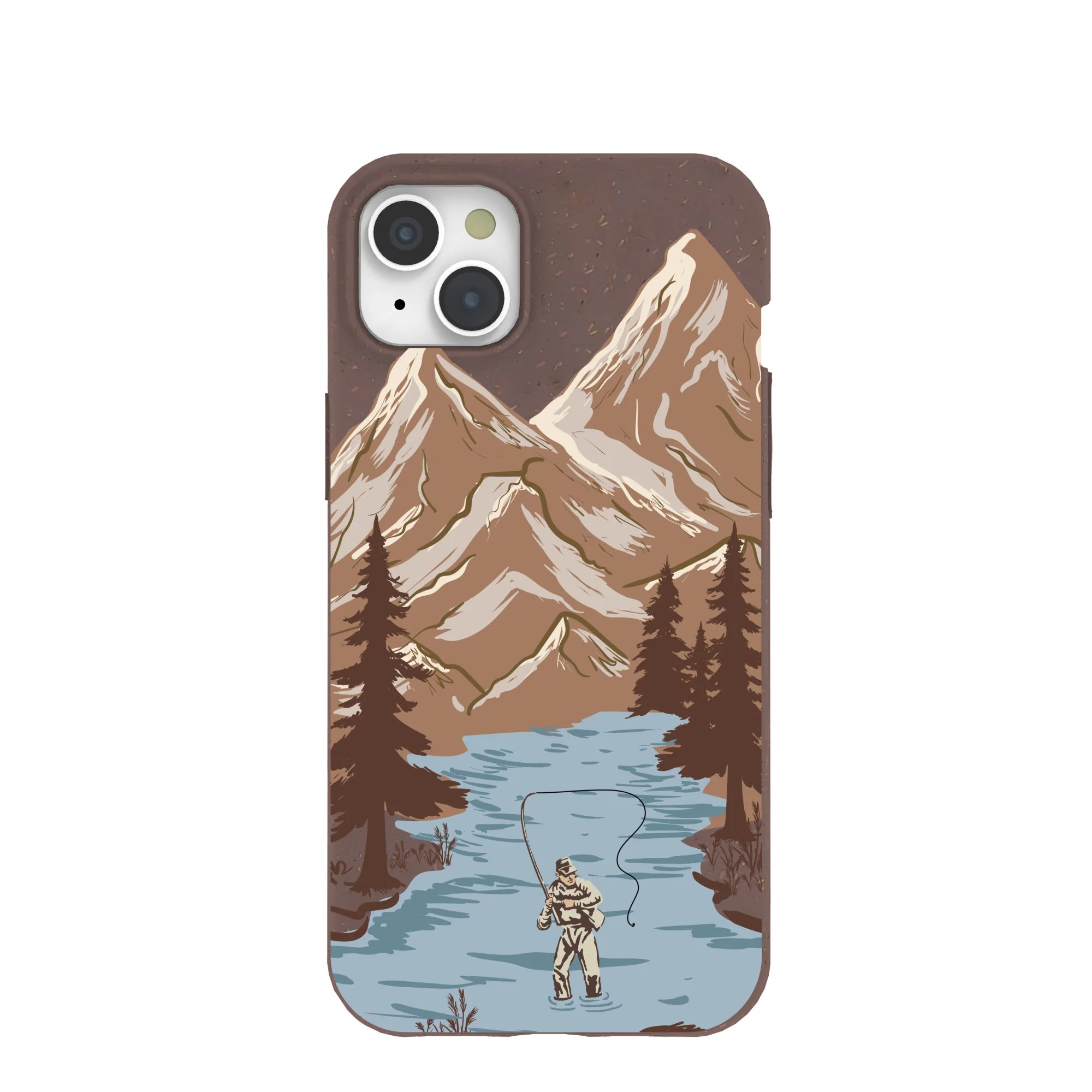 Chocolate Brown Gone Fishing iPhone 15 Plus Case