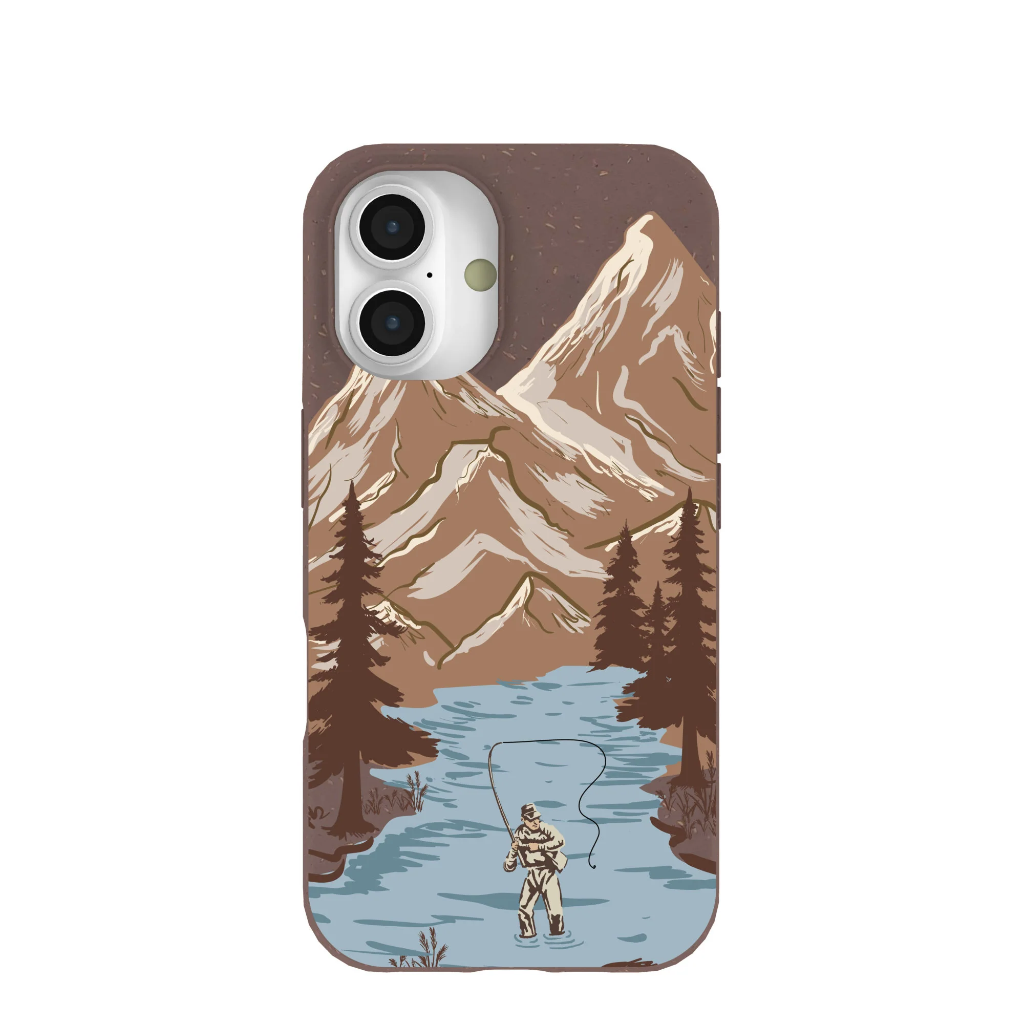 Chocolate Brown Gone Fishing iPhone 16 Case