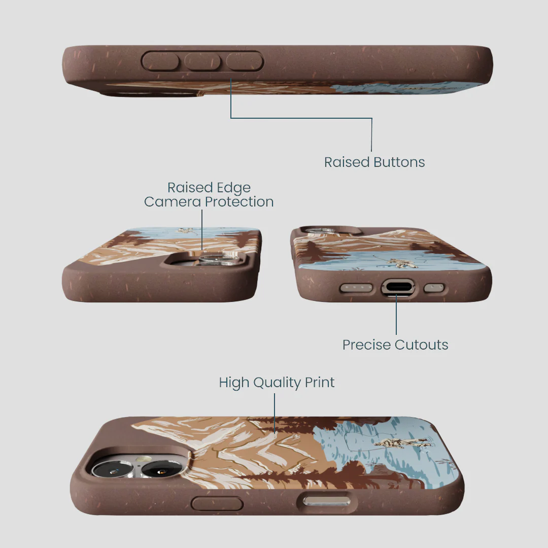 Chocolate Brown Gone Fishing iPhone 16 Case - Image 3