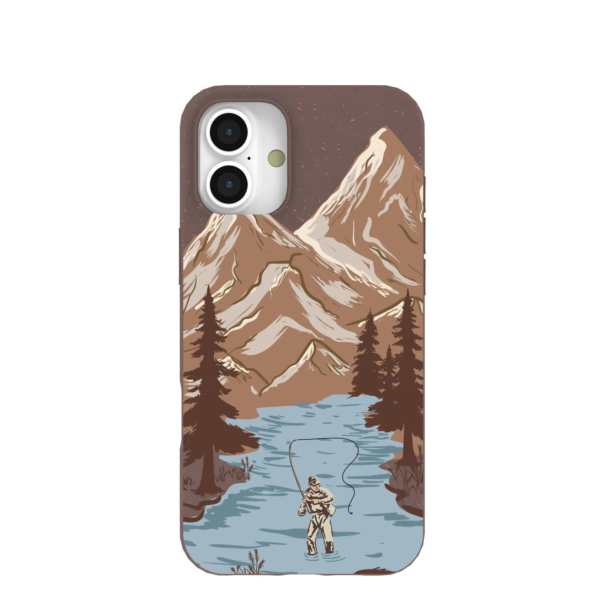 Chocolate Brown Gone Fishing iPhone 16 Plus Case