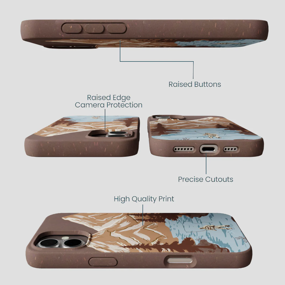 Chocolate Brown Gone Fishing iPhone 16 Plus Case - Image 3