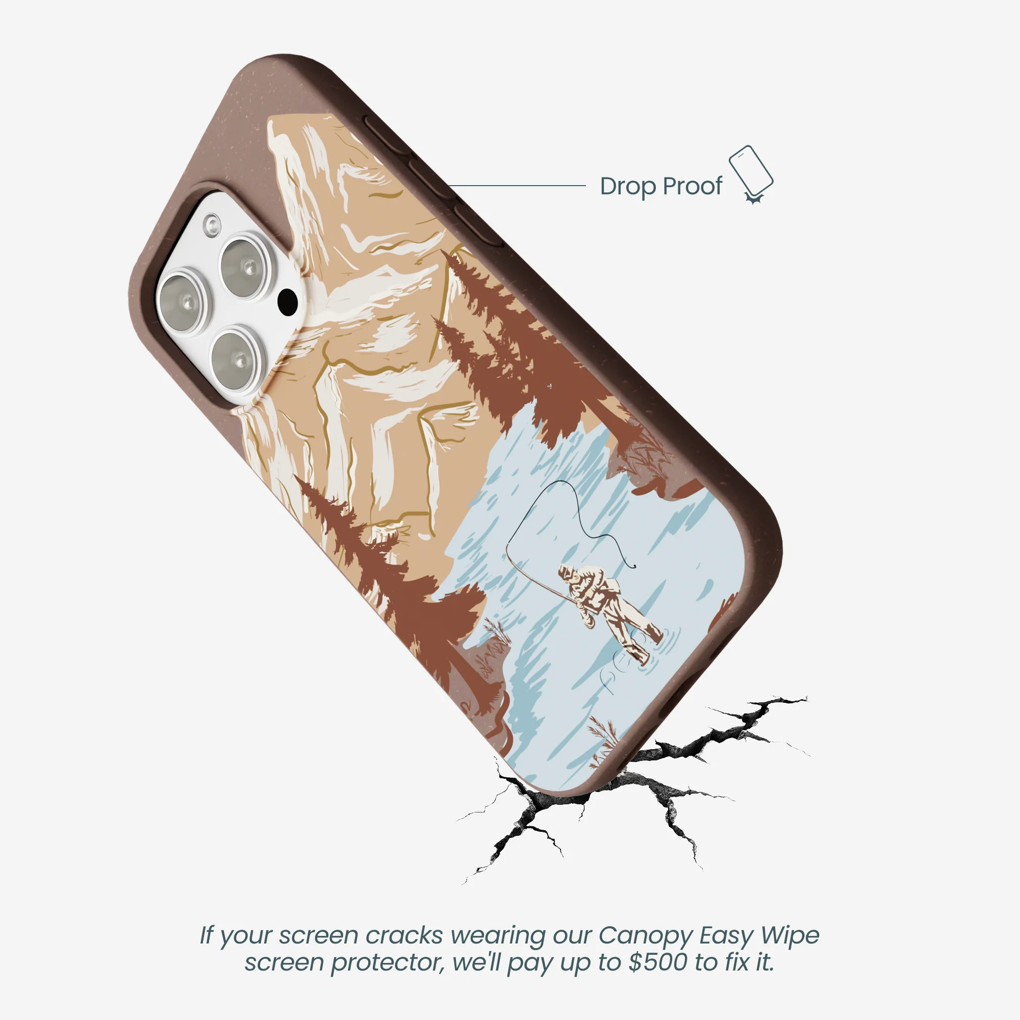 Chocolate Brown Gone Fishing iPhone 16 Pro Max Case - Image 5
