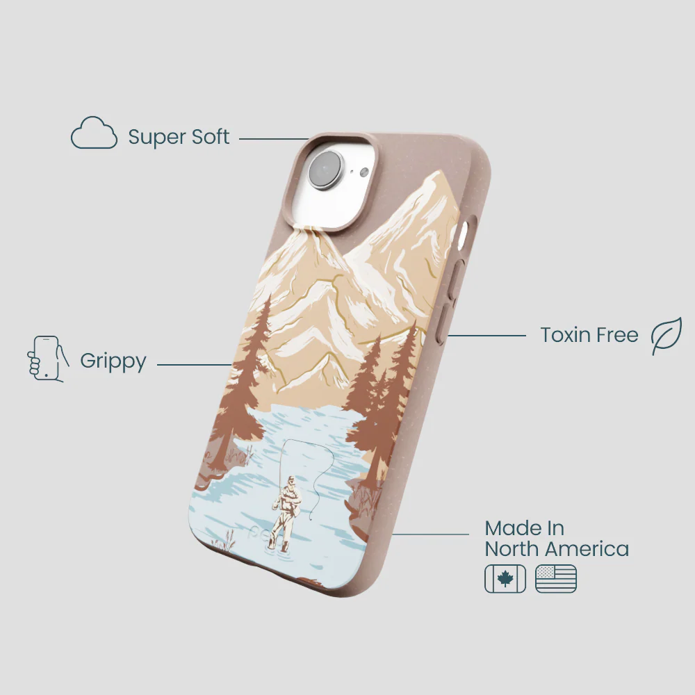 Chocolate Brown Gone Fishing iPhone 16e/17e Case - Image 4