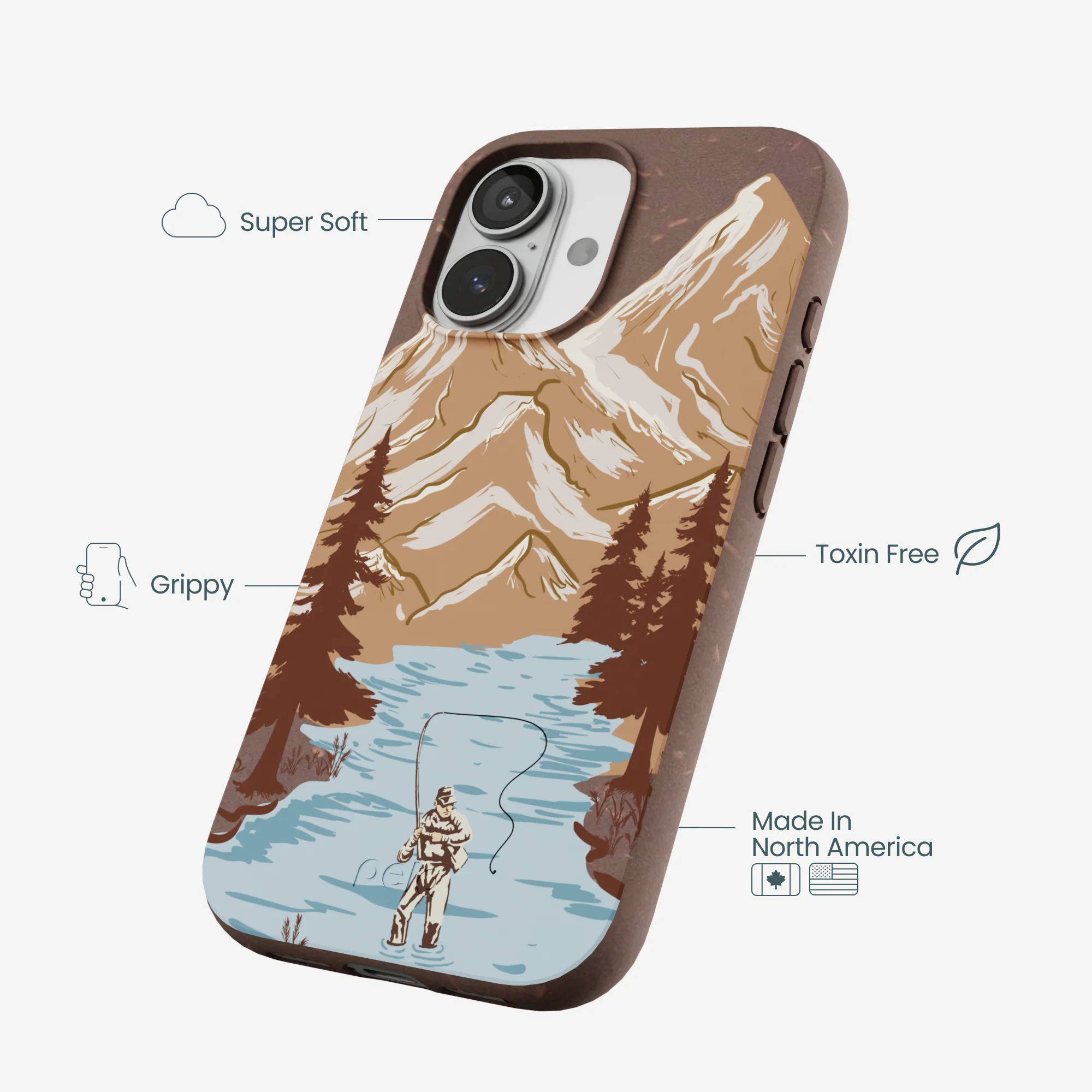 Chocolate Brown Gone Fishing iPhone 17 Case - Image 4