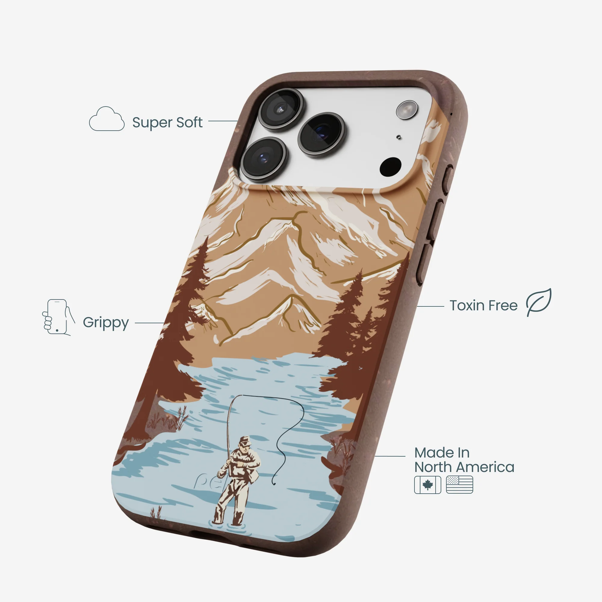 Chocolate Brown Gone Fishing iPhone 17 Pro Case - Image 4
