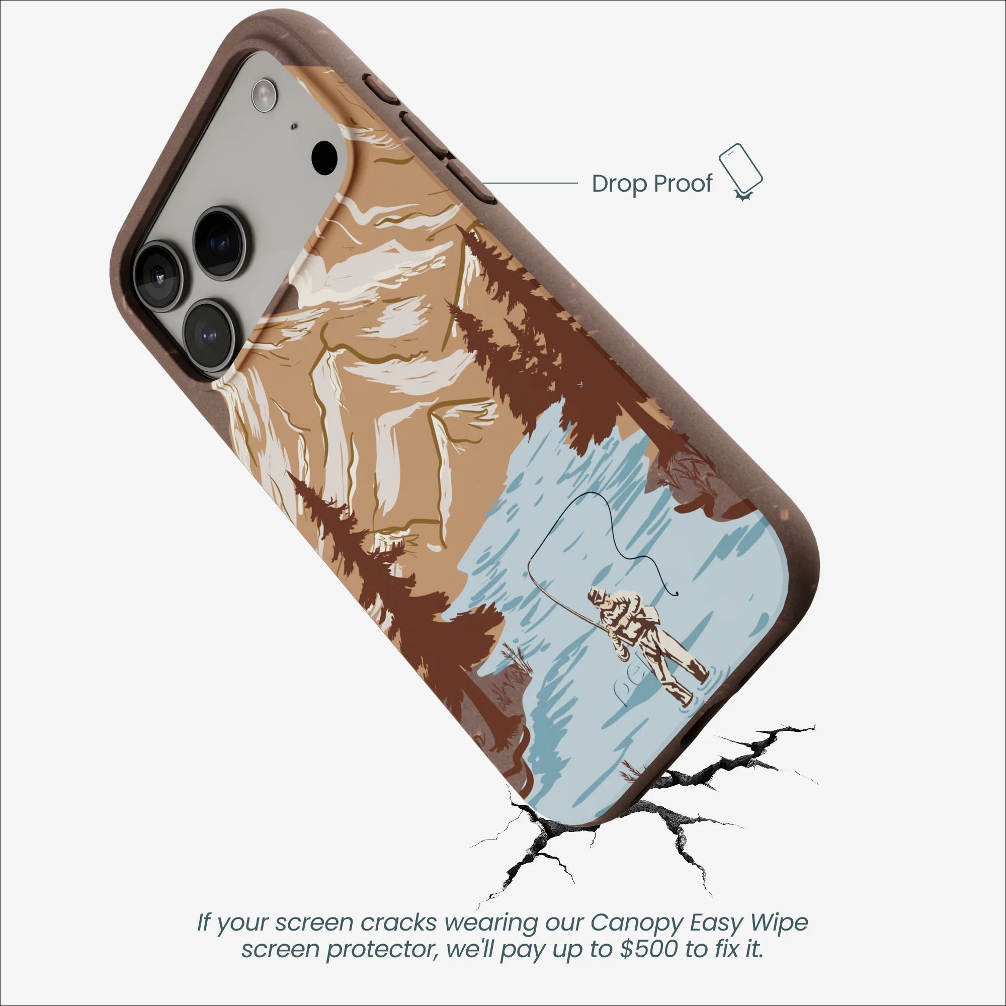 Chocolate Brown Gone Fishing iPhone 17 Pro Max Case - Image 5