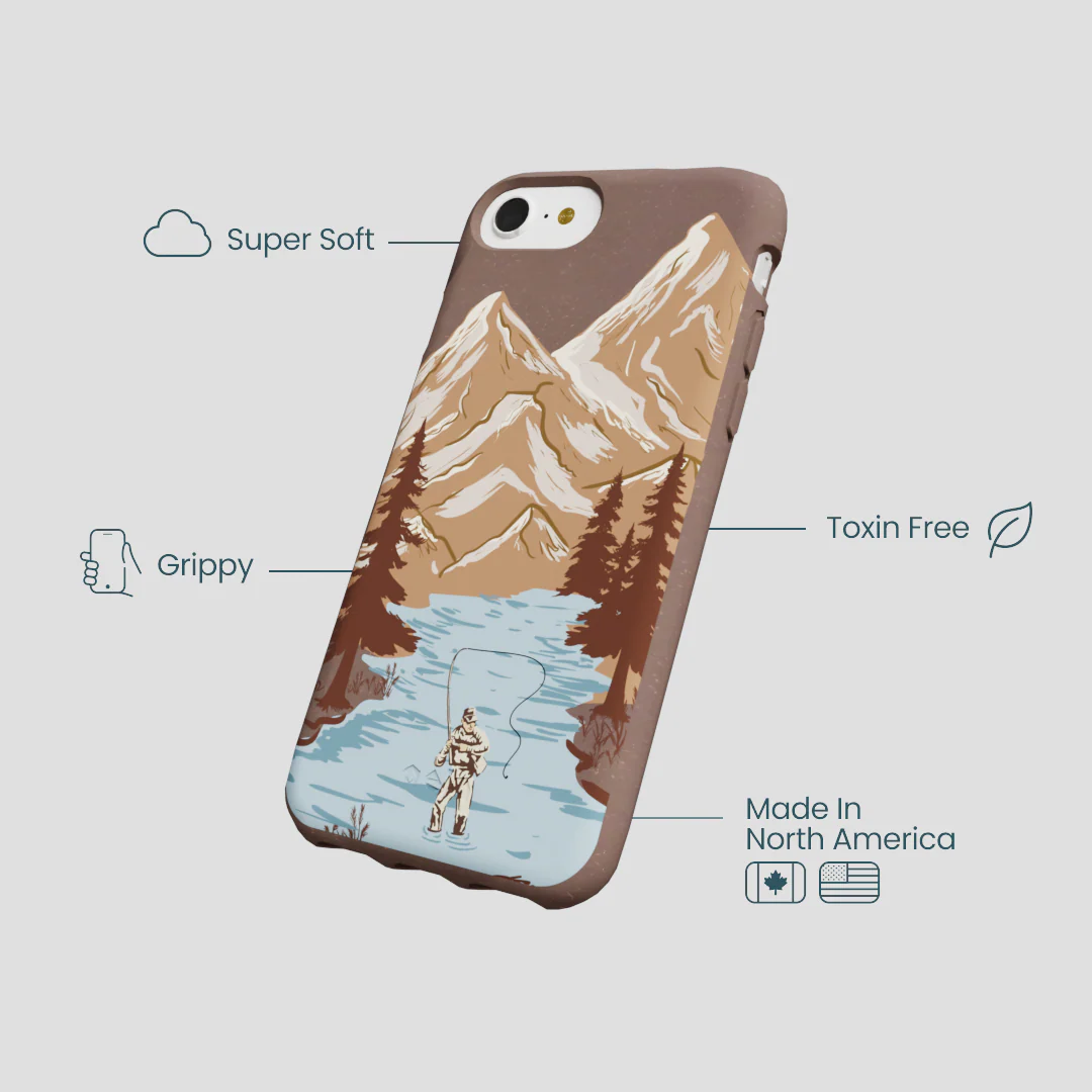 Chocolate Brown Gone Fishing iPhone 6/6s/7/8/SE Case - Image 4