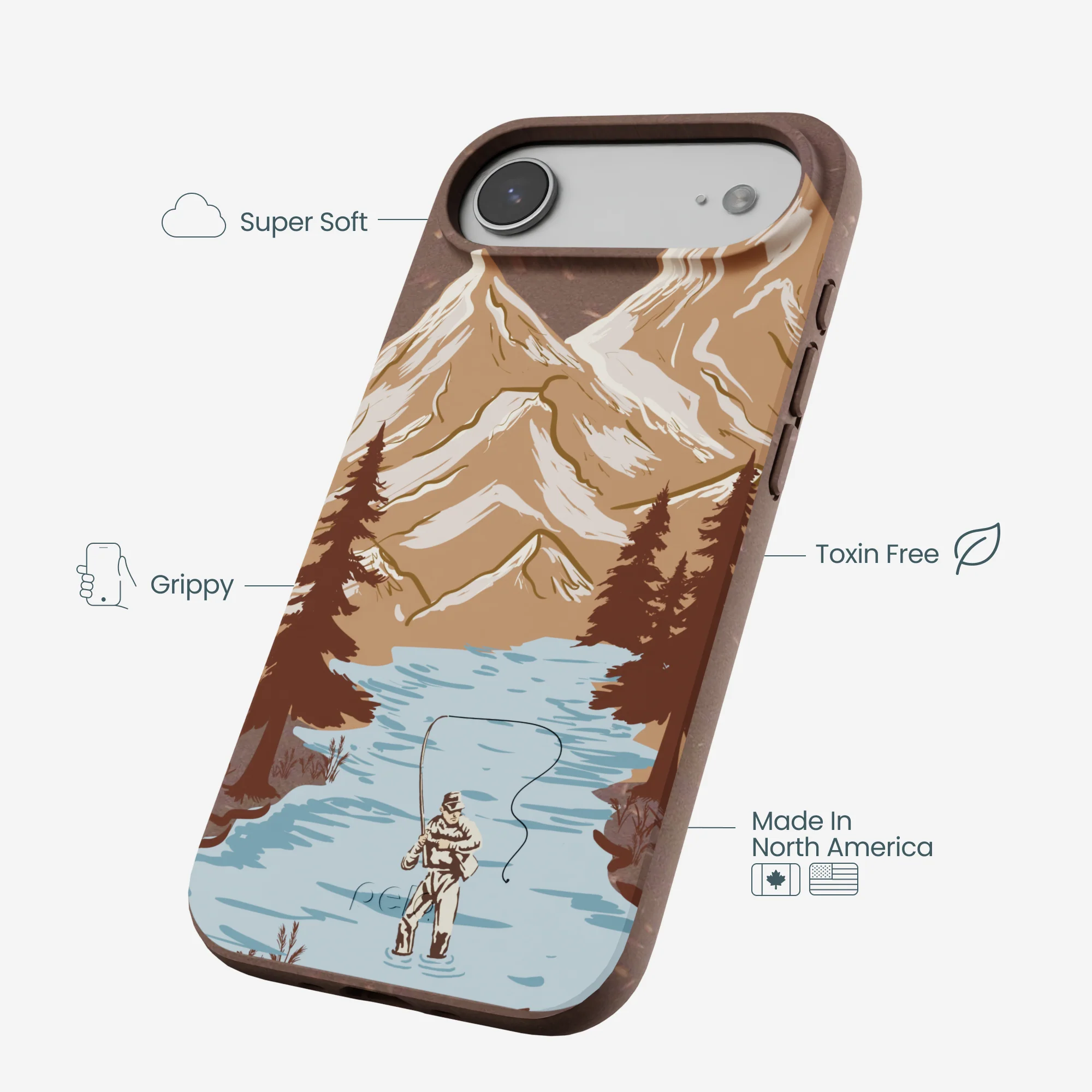 Chocolate Brown Gone Fishing iPhone Air Case - Image 4