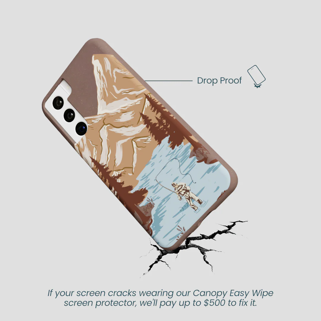 Chocolate Brown Gone Fishing Samsung Galaxy S21 Case - Image 5