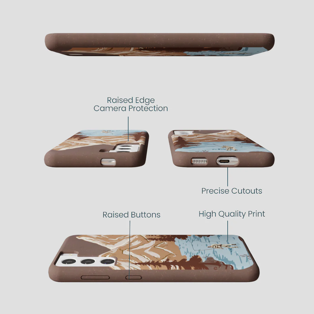 Chocolate Brown Gone Fishing Samsung Galaxy S22 Case - Image 3