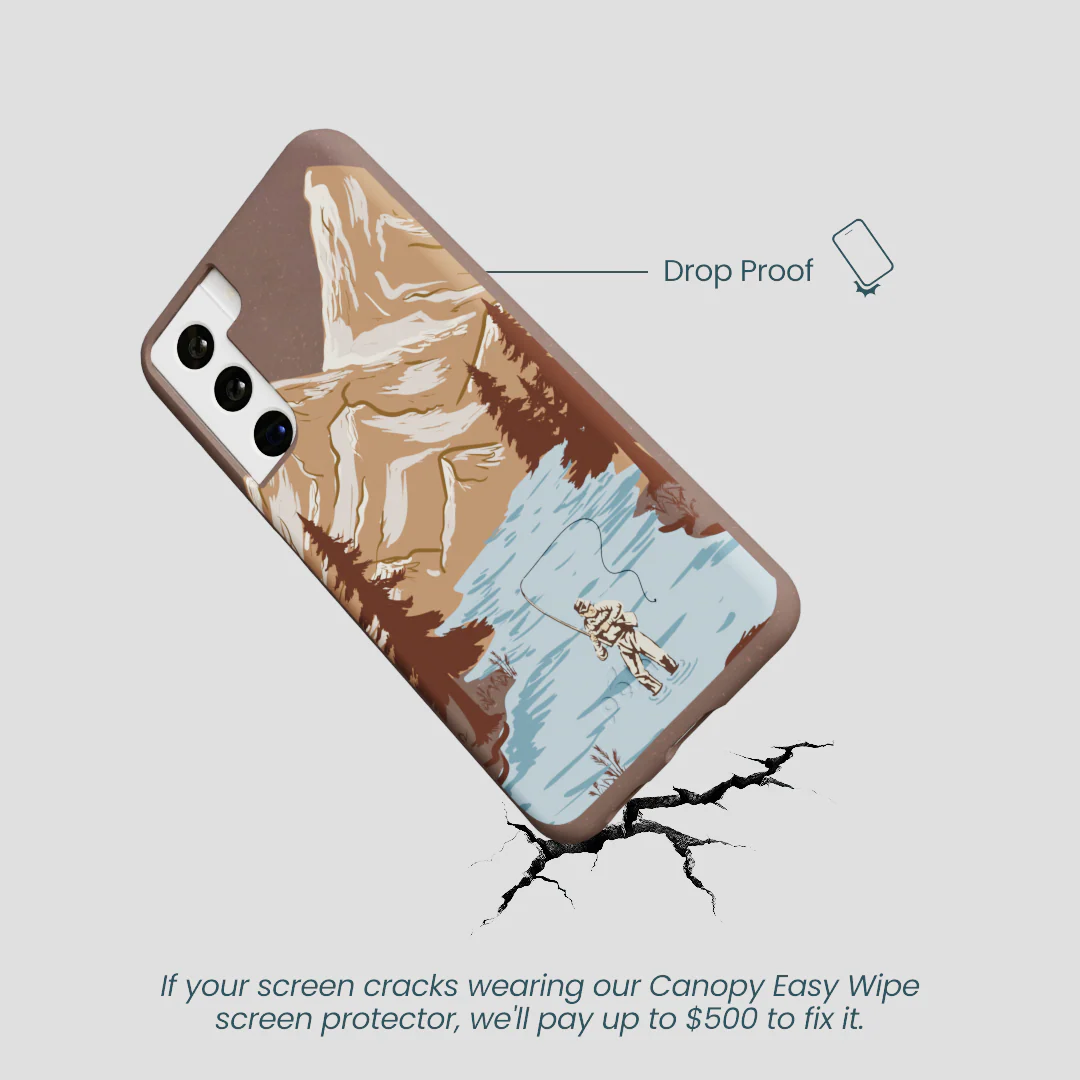 Chocolate Brown Gone Fishing Samsung Galaxy S22 Case - Image 5