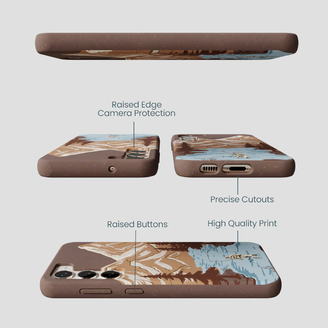Chocolate Brown Gone Fishing Samsung Galaxy S23+(Plus) Case - Image 3