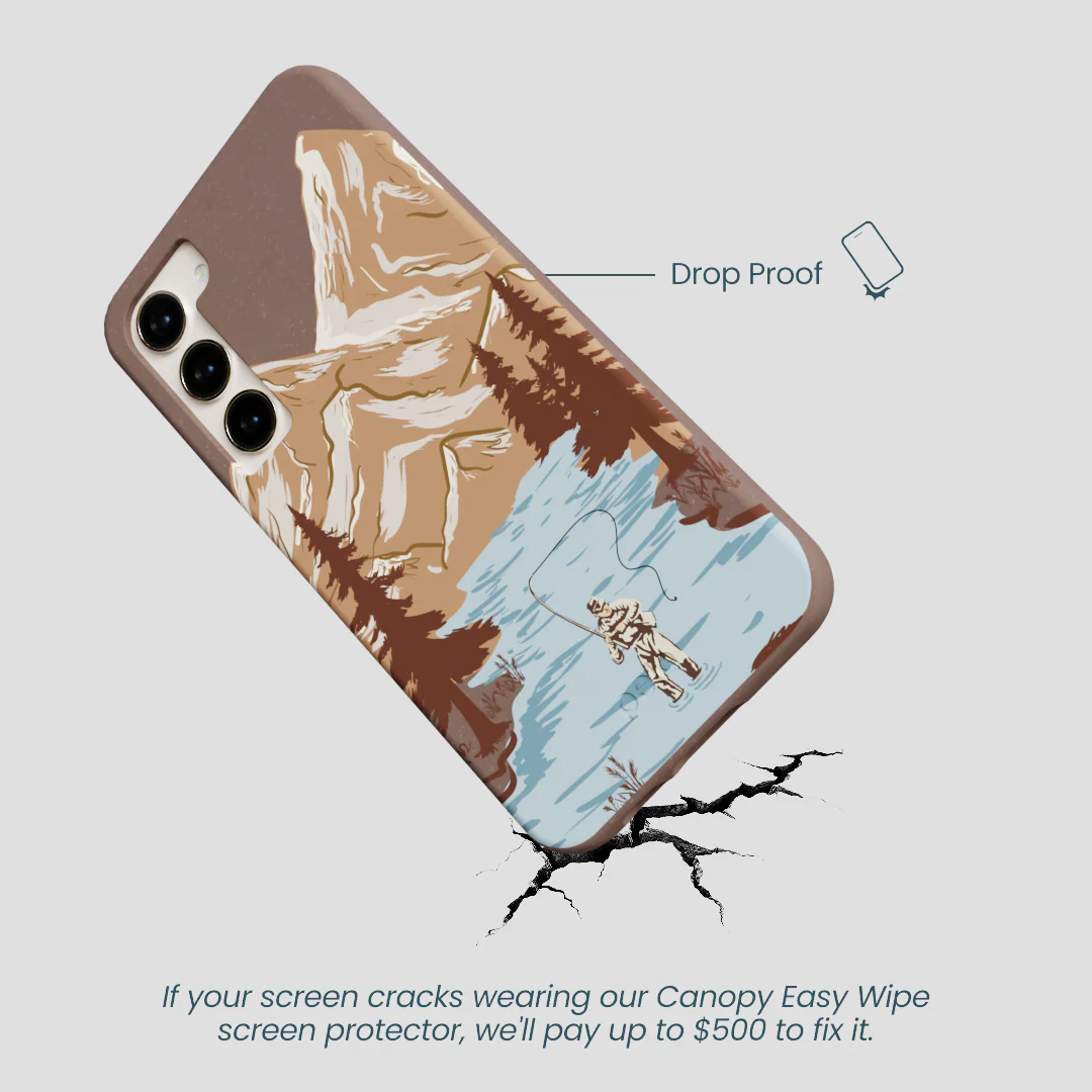 Chocolate Brown Gone Fishing Samsung Galaxy S23+(Plus) Case - Image 5