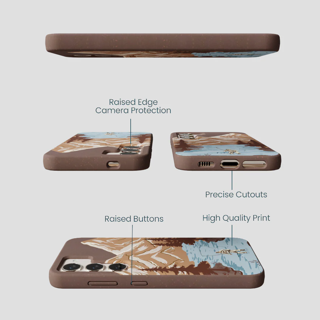 Chocolate Brown Gone Fishing Samsung Galaxy S24 Case - Image 3