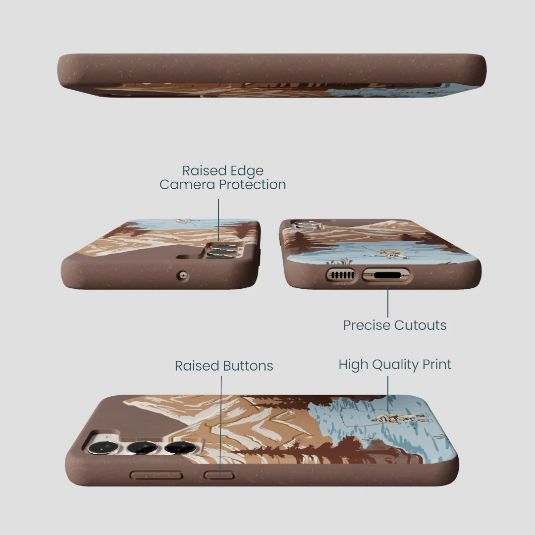 Chocolate Brown Gone Fishing Samsung Galaxy S24+(Plus) Case - Image 3